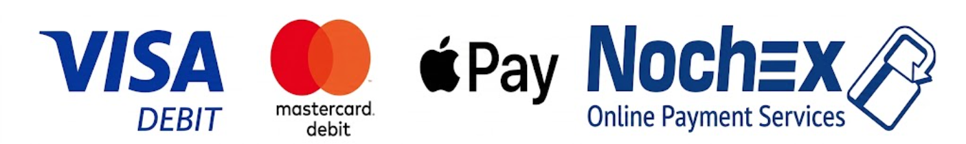 Visa Debit, Master card debit, Apple pay